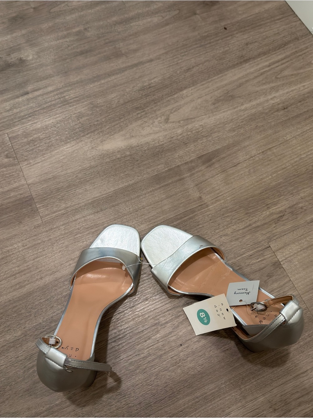 a new day Metallic Silver Open-Toe Block Heel Sandals